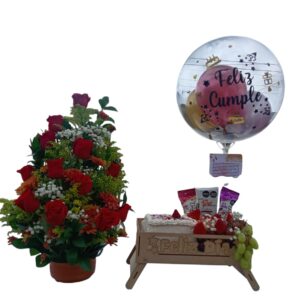 Bandeja Cumple + Arreglo Floral