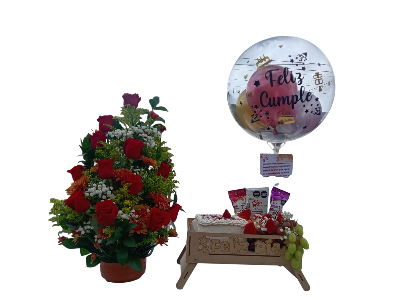 Bandeja Cumple + Arreglo Floral