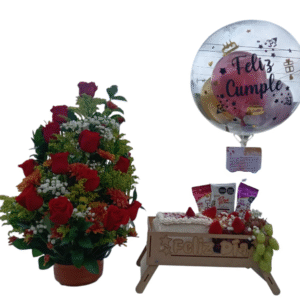 Bandeja Cumple y Arreglo Floral